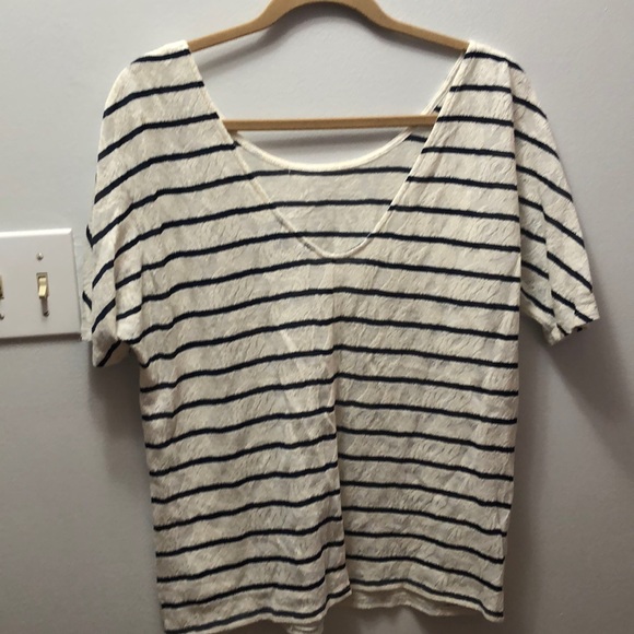 Blue Striped Lace Top with Low Back - Picture 3 of 3